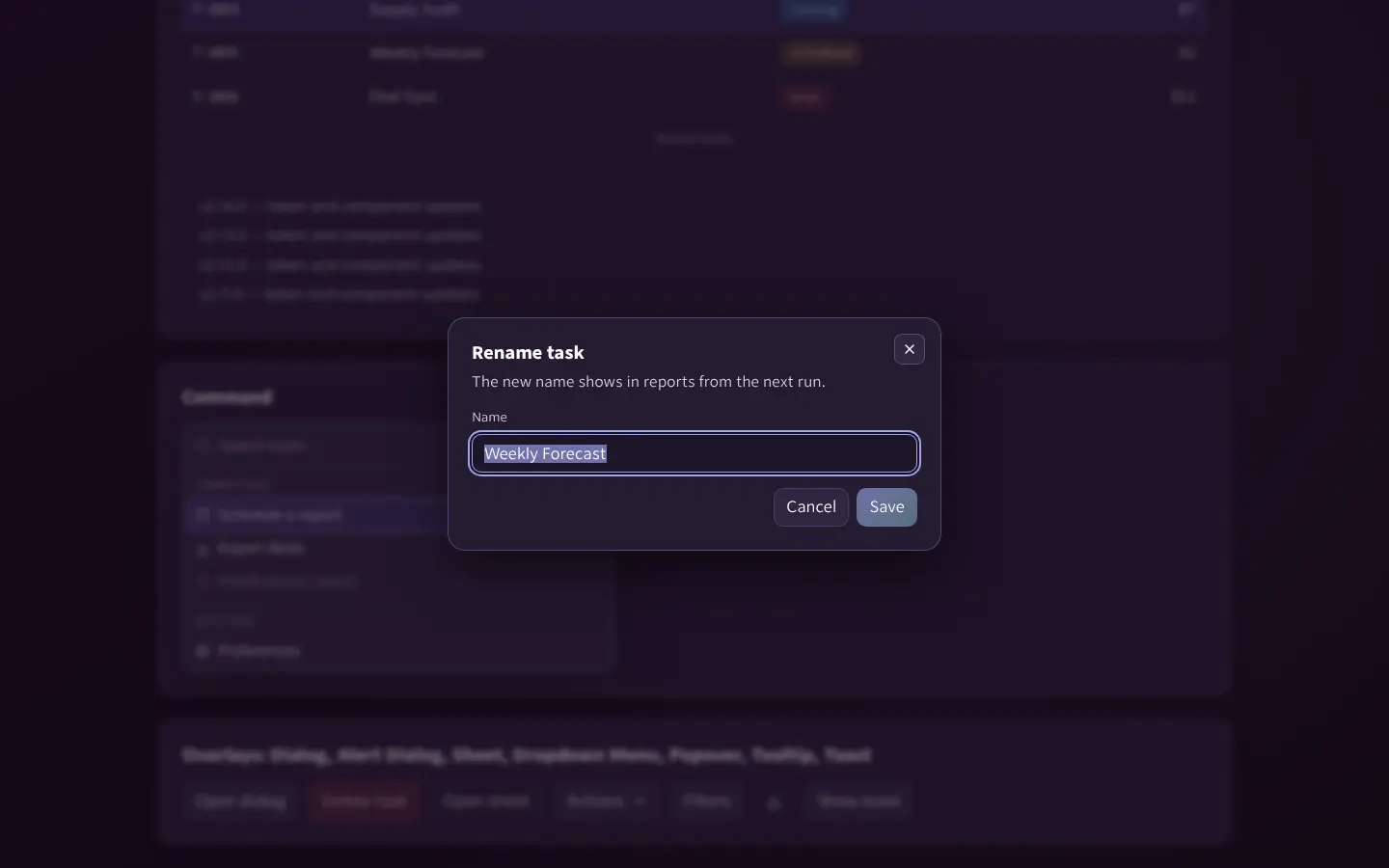 Dialog on the Flag scrim (dark theme)