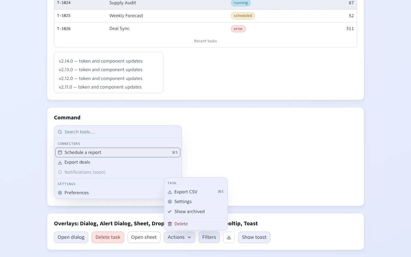 Dropdown menu on the popover surface (light theme)