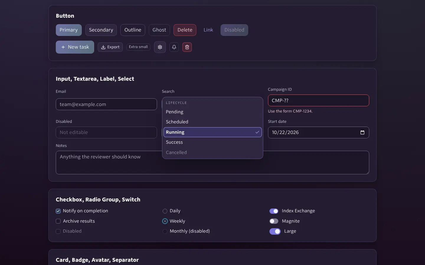 Open select (dark theme)